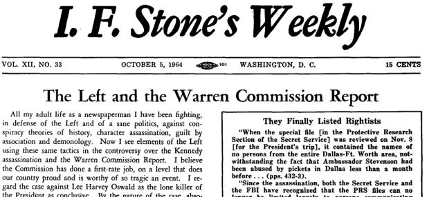 11 i.f. stone weekly on jfk assassination cropped
