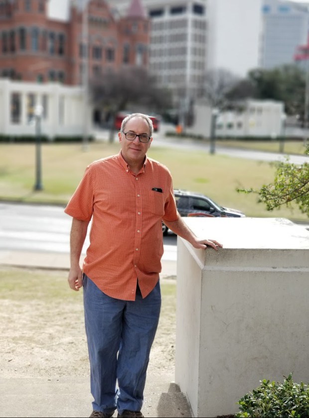fred standing next to abraham zapruder perch dallas 2018